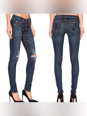 Rag & Bone Distressed Skinny Jeans Women’s Blue Denim Sz 27